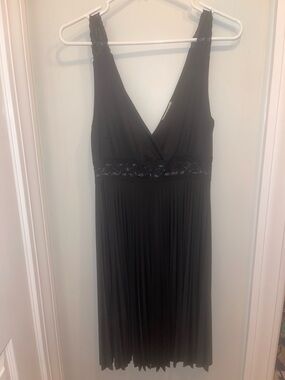Forever 21 Black V-Neck Dress with Lace Trim
